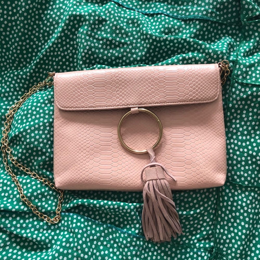 Street Level Pink Leather Tassel Purse